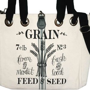 SOLD SOLD SOLD VINTAGE GRAIN FEED & SEED SACK CANVAS TOTE/CROSSBODY BAG